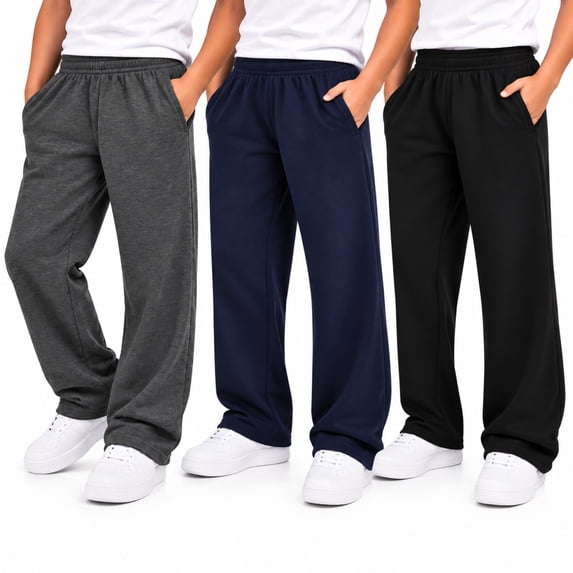 Tuff Guys Boys Sweatpants 3-Pack Performance Fleece Athletic Pull-On Pants for Boys