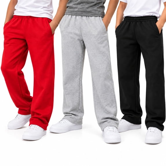Tuff Guys Boys Sweatpants 3-Pack Performance Fleece Athletic Pull-On Pants for Boys