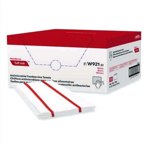 Tuff-Job S900 Antimicrobial Foodservice Towels, 12 x 24, White/Red, 150/Carton | Bundle of 2