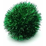 Tuff Kitty Puff Jumbo 2 Inch Sparkle Ball Cat Toy - 6pk Pick a Color Green