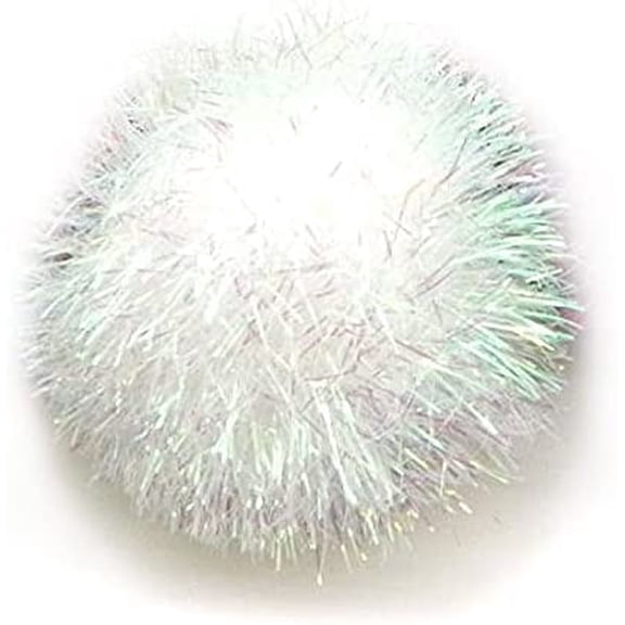 Tuff Kitty Puff Jumbo 2 Inch Sparkle Ball Cat Toy - 6pk Pick a Color (White)