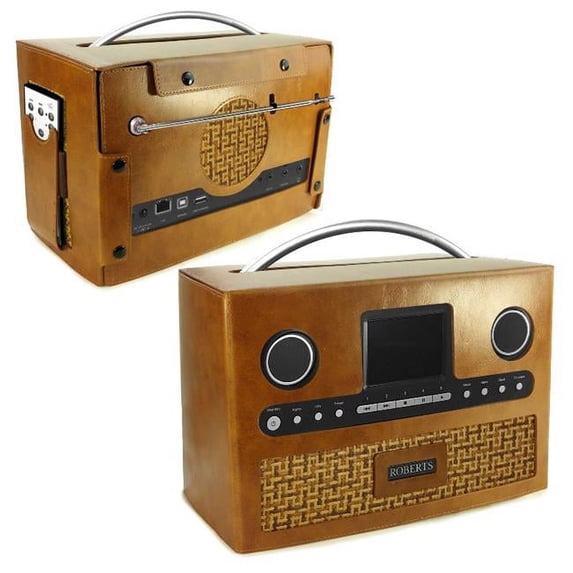 Tuff Luv G4-75 Roberts DAB Radio Stream 93i Retro Vintage Leather Case, Brown