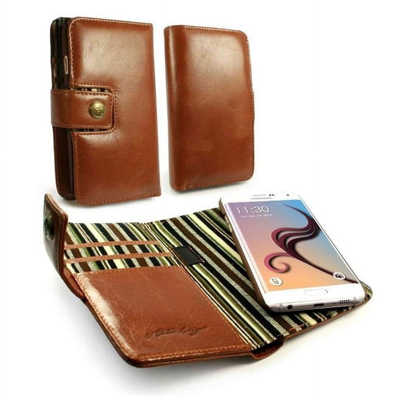 Tuff Luv I3-61 Alston Craig Genuine Vintage Leather E Scape Wallet Case Cover for Samsung Galaxy S6 Edge Plus, Brown