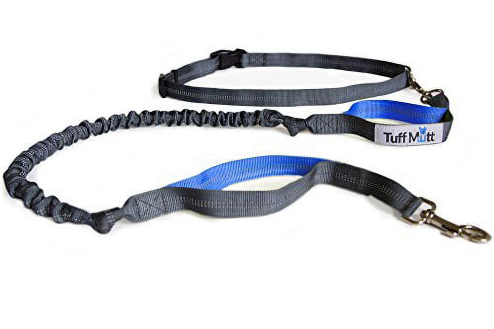 Tuff Mutt - Hands Free Dog Leash for Running, Walking, Hiking, Durable Dual-Handle Bungee Leash, Reflective Stitching, 4-Foot Long, Adjustable Waist Belt (Fits up to 42" waist) - image 1 of 4