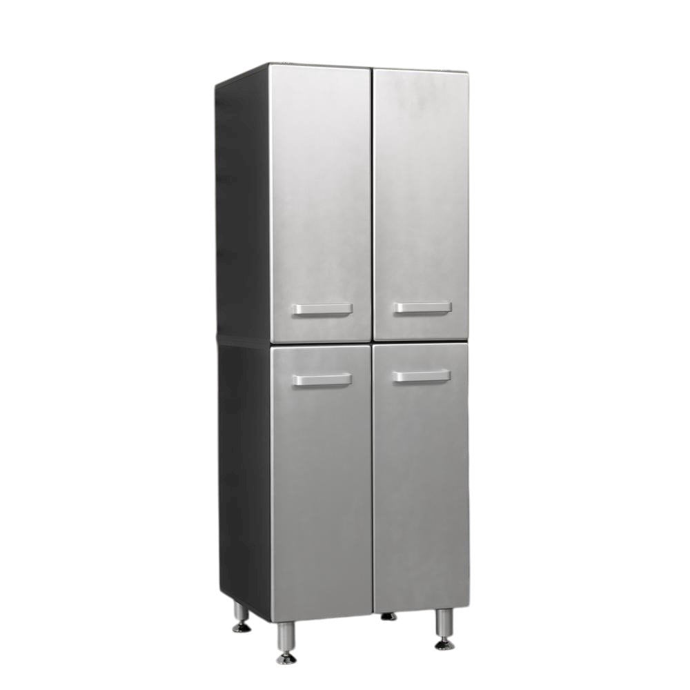 Tuff Stor 23.5" 4-door Contemporary Wood Garage Storage Cabinet in Silver/Black