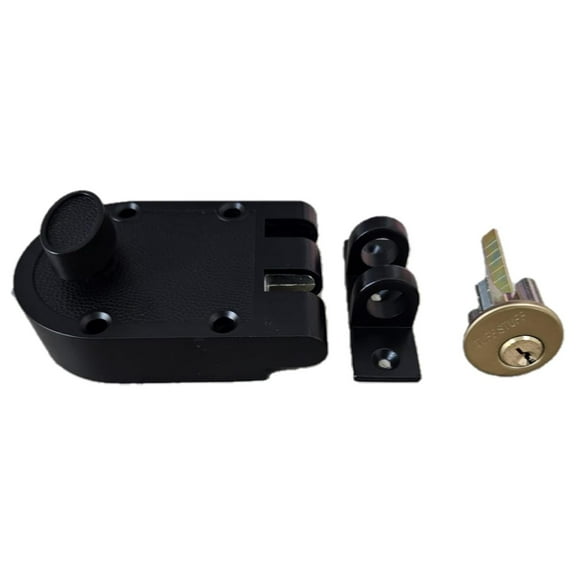 Tuff Stuff 167BK Black Finish Jimmy Proof Single Cylinder Deadlock Deadbolt with Flat Strike