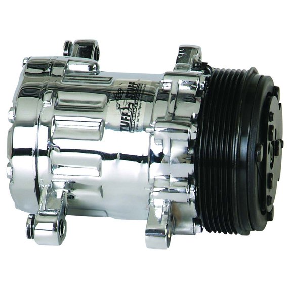 Tuff-Stuff Chrome Peanut Style Air Conditioning Compressor P/N 4517NA6G