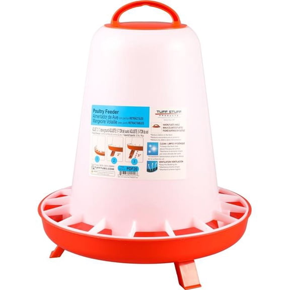 Tuff Stuff PDF20 Poultry Feeder with Folding Legs - 20 lbs - Case of 12