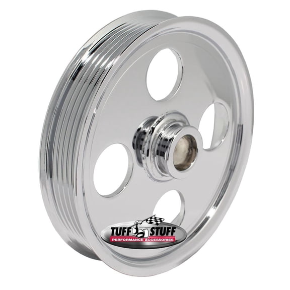 Tuff Stuff 8489A Type II Power Steering Pulley, 6 Groove, Chrome