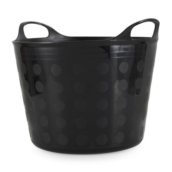 Tuff Stuff Products F7-BK Large 7 Gallon UV Resistant Plastic Bin Flex Tub with Handles for Gardening Equipment, Supplies, and Water, Black