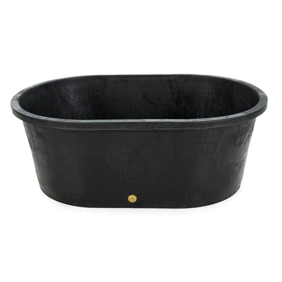 Tuff Stuff TS-KMT85 Heavy Duty 85 Gal Oval Multipurpose Water Feed Storage Tank Tub Container Made from Eco Friendly 100 Percent Recycled LDPE, Black