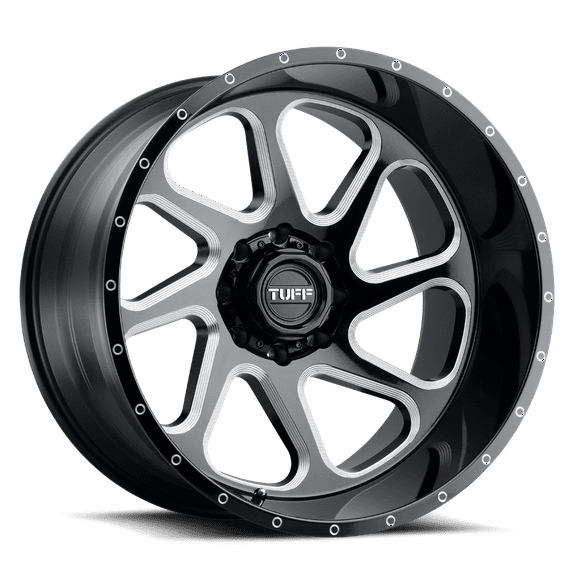Tuff T2B 24X14 8X165.1 -72Et 125.1Cb Gloss Black W/ Milled Spokes Wheel