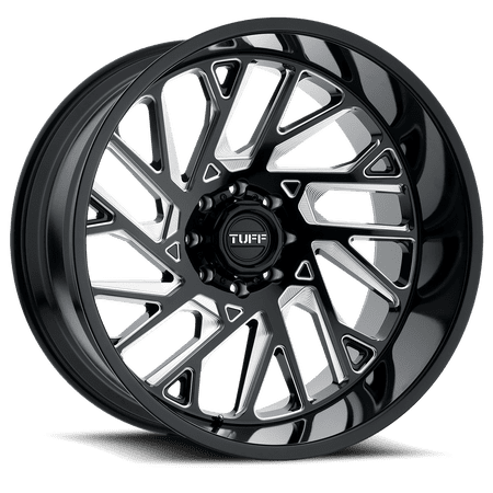 Tuff T4B 22X12 5X127 -45Et 71.5Cb Gloss Black W/ Milled Spokes Wheel