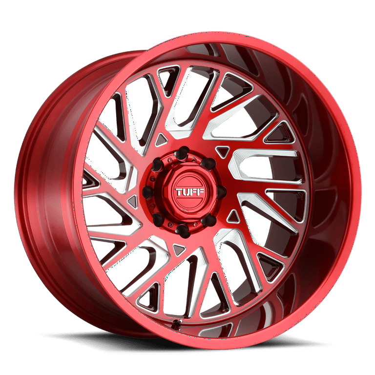 Tuff T4B 24X14 6X139.7 -72Et 125.1Cb Candy Red W/ Milled Spoke
