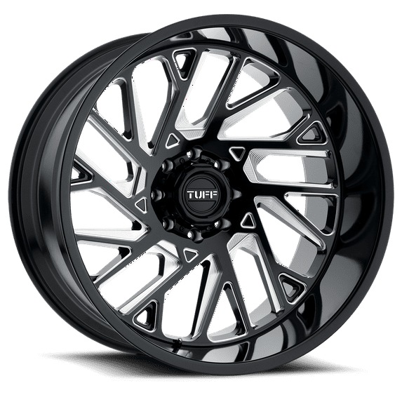 Tuff T4B 24X14 8X180 -72Et 125.1Cb Gloss Black W/ Milled Spokes Wheel