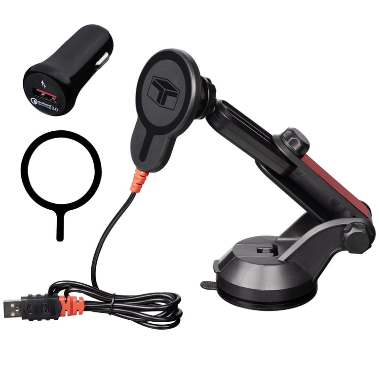 cigarette charger phone holder Tuff Tech 15W Wireless Charger/Telescoping Phone Holder