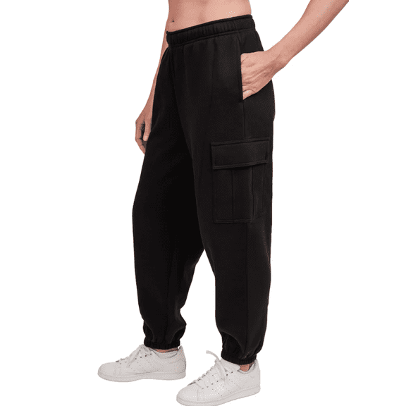 Tuff Women's Fleece Cargo Jogger Pants Black XL