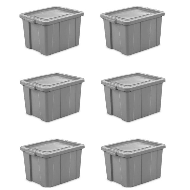 Tuff1 18 Gal. Plastic Storage Tote Container Bin with Lid (6Pack
