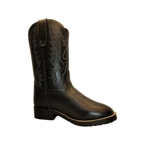 TuffRider Children's Badlands Square Toe Western Boot- Black w/ Light Blue- 10C