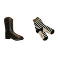 thumbnail image 1 of TuffRider Children's Badlands Square Toe Western Boot- Black w/ Light Blue- 2C With Free Assorted Striped Socks, 1 of 2