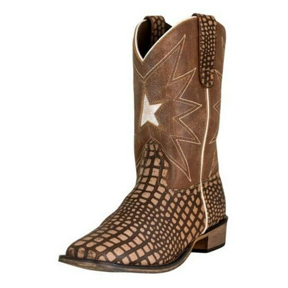 TuffRider Children Bryce Star Embroidered Alligator Printed Square Toe Western Boots