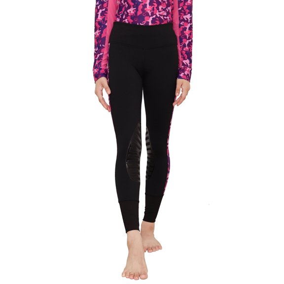 TuffRider Children's Camo Print Tights-Purple-Medium