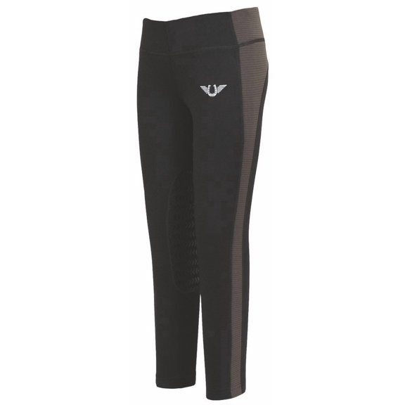 TuffRider Children's Ventilated Schooling Riding Tights - Black w/Charcoal - Medium