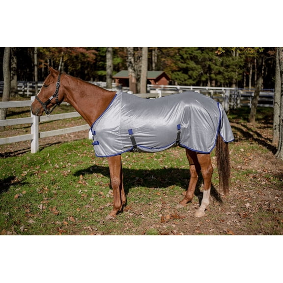 TuffRider Comfy Plus Standard Neck Fly Sheet - Quarry w/ Ultramarine Trim - 81