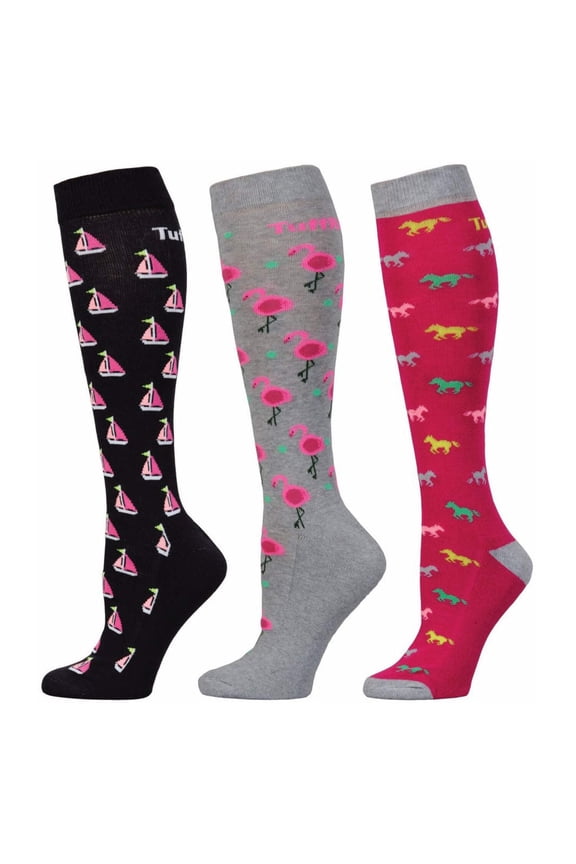 TuffRider Flamingo/Boat/Horse Socks 3 Pack