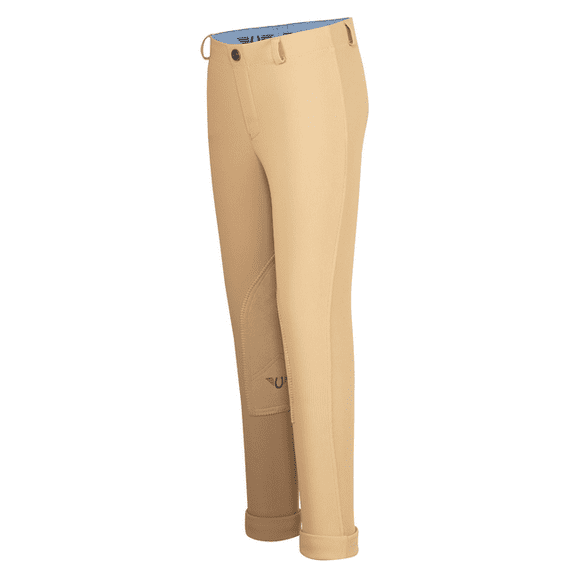 TuffRider Girl's Ribb Lowrise Pull-On Jods, Light Tan, 14