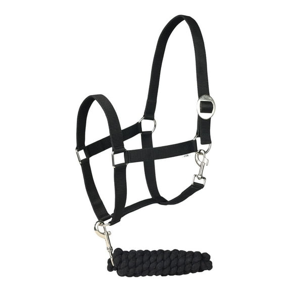 TuffRider Halter And Lead Rope Set With Breakaway Leather -Black-Cob