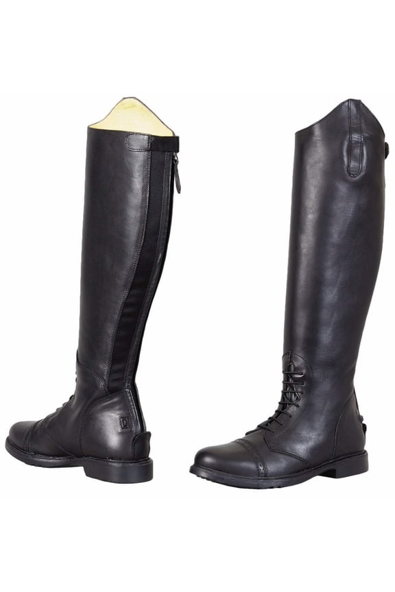 TuffRider Kids Baroque Leather Back Zipper Field Boots in Black