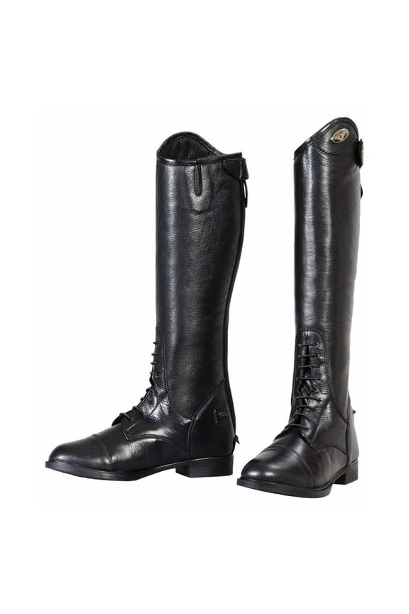 TuffRider Children's Belmont Junior Leather Back Zipper Field Boots in Black