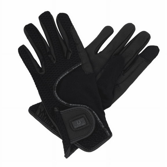 TuffRider Ladies Honeycomb Smart Riding Gloves - Black - L