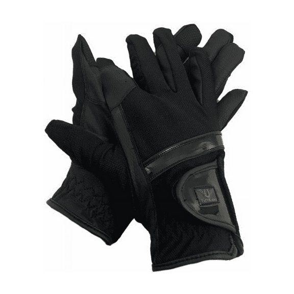 TuffRider Ladies Summer Riding Gloves with Air Mesh- Black- M