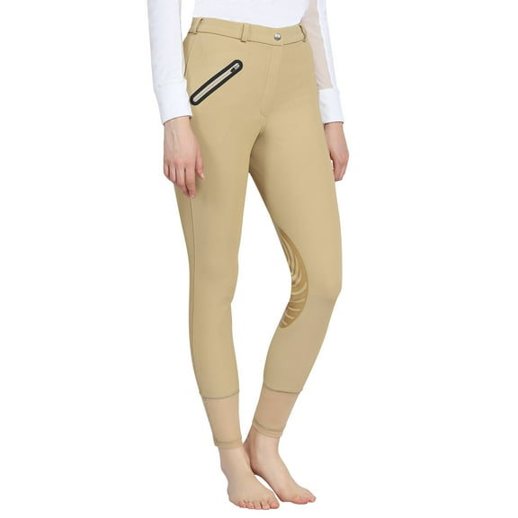 TuffRider Ladies Tiffany Ribbed Breech with Silicone Knee Patch