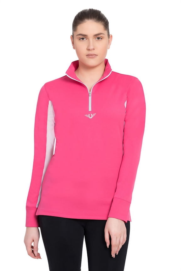 TuffRider Ladies Long Sleeve Ventilated Technical Sport Shirt UV Protection, Quick-Dry, Mesh Undersleeves
