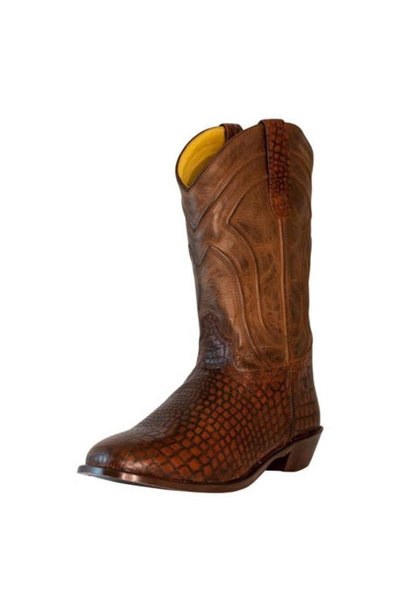 TuffRider Men's Hayden Leather Printed Wide Round Toe Western Boots