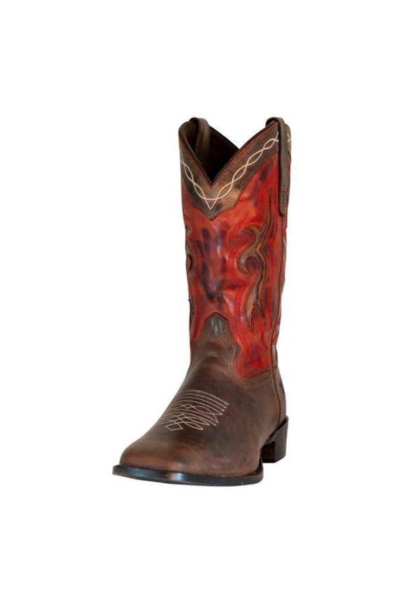 TuffRider Men's Mammoth Leather Distressed  Embroidered Square Toe Western Boots