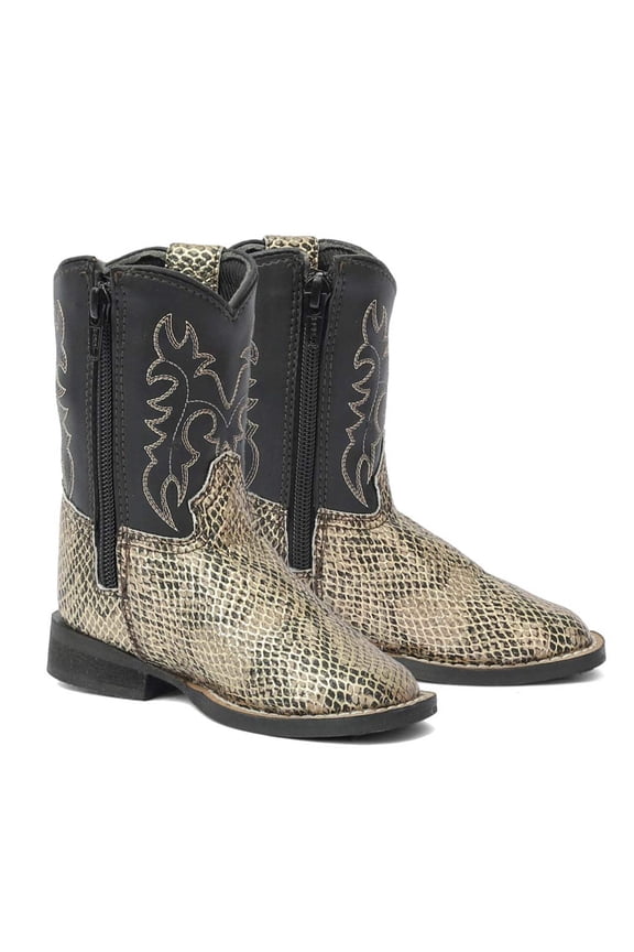 Toddler Black Snake in My Boot Western Leather Boots