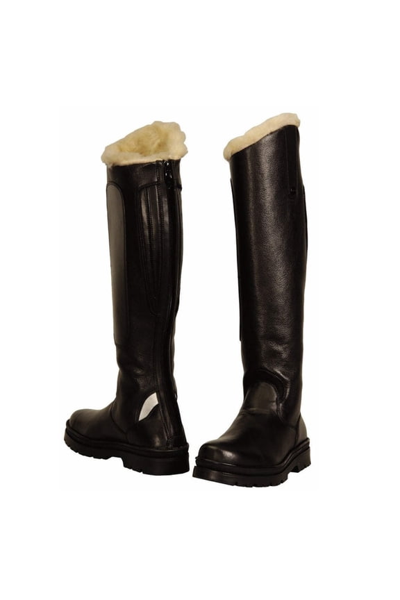 Women Tundra Fleece Lined Spanish Top Tall Boots 10 Black