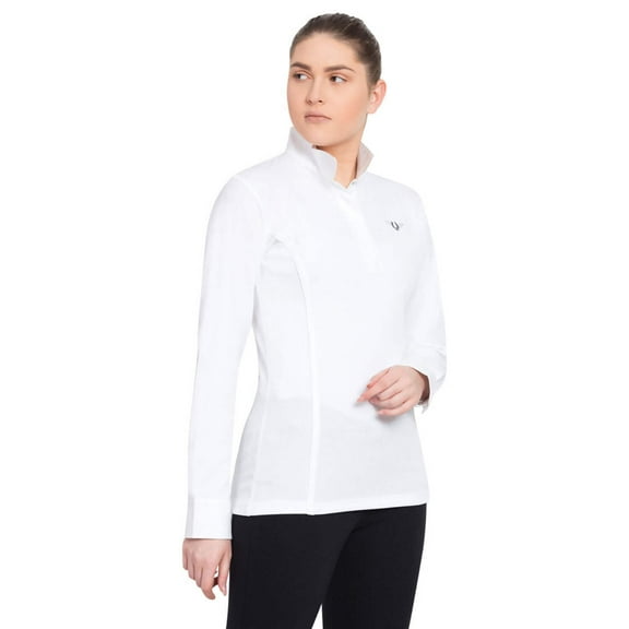 TuffRider Women's Kirby Kwik Dry Long Sleeve Show Shirt, WhiteWhite, 2X