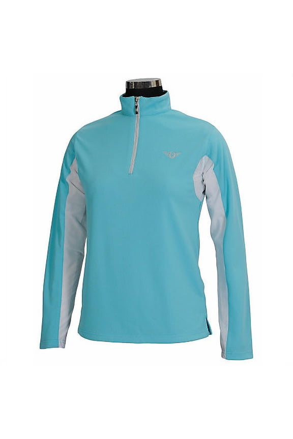 TuffRider Women's Ventilated Technical Long Sleeve Sport Shirt with Mesh, Aqua, Medium