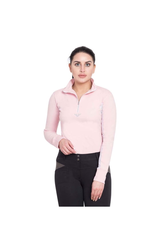TuffRider Women's Ventilated Technical Long Sleeve Sport Shirt with Mesh, Petal Pink, X-Small