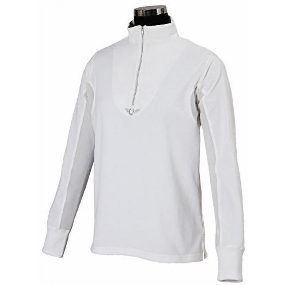 TuffRider Women's Ventilated Technical Long Sleeve Sport Shirt with Mesh, White, 2X