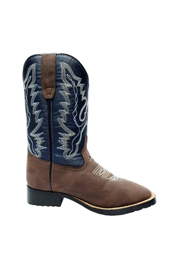 Youth Acadia Square Toe Western Boot- Brown w/ Tan- 4Y
