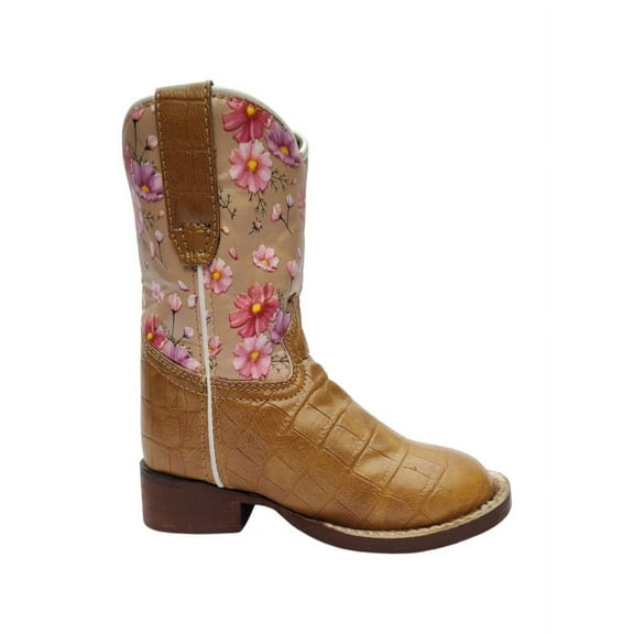 TuffRider Youth Dunes Square Toe Western Boot- Tan Floral- 4Y