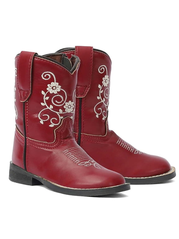 Toddler Fire Red Floral Western Boot