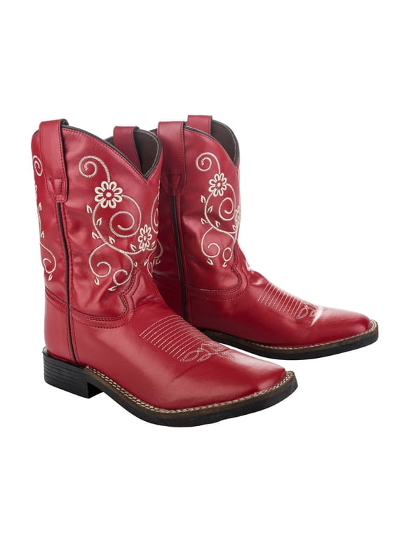TuffRider Youth Fire Red Floral Western Boot