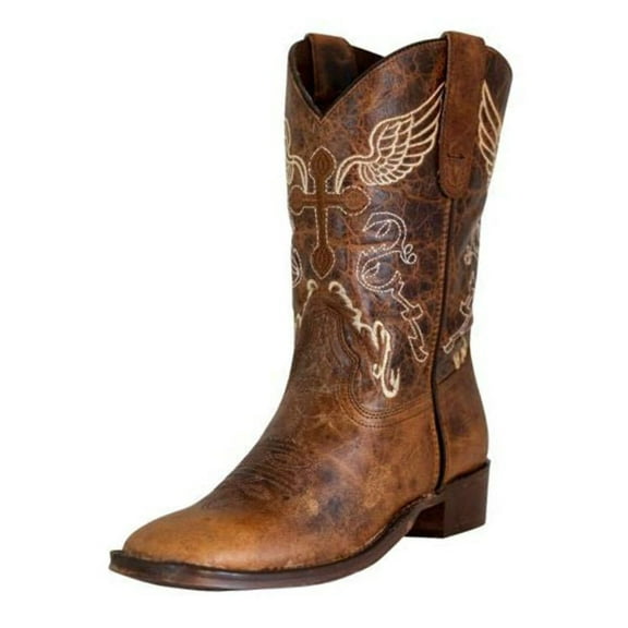 TuffRider Youth Sequoia Cross  Wing Embroidered Square Toe Western Boots